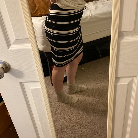 Gently Used black and white striped CB Established in 1962 midi skirt - Picture 2 of 7